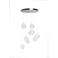 9 Lights Crystal Spheres Chandelier Integrated Led Dimmable Round Chrome Canopy(D0102Hge4Iw)