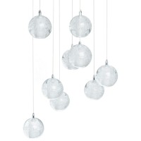 9 Lights Crystal Spheres Chandelier Integrated Led Dimmable Round Chrome Canopy(D0102Hge4Iw)