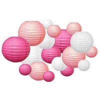 18 Pc Paper Round Lantern For Birthday Bridal Wedding Baby Shower Festival Party Decoration - Great For Indoor Or Outdoor (Pink)