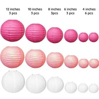 18 Pc Paper Round Lantern For Birthday Bridal Wedding Baby Shower Festival Party Decoration - Great For Indoor Or Outdoor (Pink)