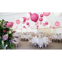 18 Pc Paper Round Lantern For Birthday Bridal Wedding Baby Shower Festival Party Decoration - Great For Indoor Or Outdoor (Pink)