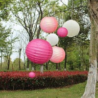 18 Pc Paper Round Lantern For Birthday Bridal Wedding Baby Shower Festival Party Decoration - Great For Indoor Or Outdoor (Pink)