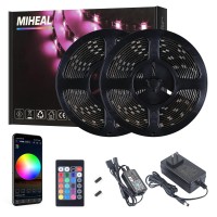 Miheal Wifi Wireless Smart Phone Controlled Led Strip Light Kit With Dc12V Ul Listed Power Supply Waterproof Smd 5050 32.8Ft(10M) 300Leds Rgb Music Led Light Strip Compatible With Android, Ios Alexa