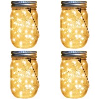 Solar Lanterns Mason Jar Hanging Lights 4 Pack 30 Led Lights String Fairy Firefly Starry Jar Lights Mason Jarshangers Included