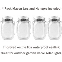 Solar Lanterns Mason Jar Hanging Lights 4 Pack 30 Led Lights String Fairy Firefly Starry Jar Lights Mason Jarshangers Included