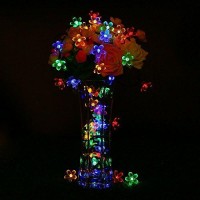 Lightspot Solar Waterproof String Lights 50 Led 7M/22Ft Cherry Blossom Flower Garden Christmas Lights For Outdoor Indoor Party Wedding Patio Holiday Decorations (Colour)