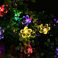 Lightspot Solar Waterproof String Lights 50 Led 7M/22Ft Cherry Blossom Flower Garden Christmas Lights For Outdoor Indoor Party Wedding Patio Holiday Decorations (Colour)