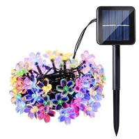 Lightspot Solar Waterproof String Lights 50 Led 7M/22Ft Cherry Blossom Flower Garden Christmas Lights For Outdoor Indoor Party Wedding Patio Holiday Decorations (Colour)