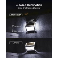 Jackyled 7 Led Solar Step Lights 3Side Lenses Waterproof Stainless Steel Garden Patio Deck Fence Stairs 8Pack Cool W