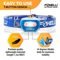 Foxelli Led Headlamp Flashlight For Adults Kids Running Camping Hiking Head Lamp With White Red Light Lightweight Waterp