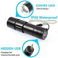 Darkbeam Uv Light Rechargeable Usb Flashlight 395Nm Blacklight Ultraviolet Wood'S Lamp Led Portable Mini Handheld Pocket Torch Detector For Dog Urine Pet Stains Anti-Counterfeiting, Resin Curing