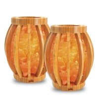 Himalayan Glow Bamboo Basket Night Light With Pink Salt Chunks, 2-Pack