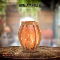 Himalayan Glow Bamboo Basket Night Light With Pink Salt Chunks, 2-Pack