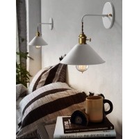 Iyoee Wall Sconce Lamps Lighting Fixture With On Off Switch,White Macaron Wall Lamp E26 Edison Copper Lamp Holder With Frosted Paint Body Bedside Lamp Bathroom Vanity Lights