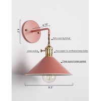 Iyoee Wall Sconce Lamps Lighting Fixture With On Off Switch,Rose Red Blossom Red Macaron Wall Lamp E26 Edison Copper Lamp Holder With Frosted Paint Body Bedside Lamp Bathroom Vanity Lights