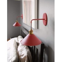 Iyoee Wall Sconce Lamps Lighting Fixture With On Off Switch,Rose Red Blossom Red Macaron Wall Lamp E26 Edison Copper Lamp Holder With Frosted Paint Body Bedside Lamp Bathroom Vanity Lights