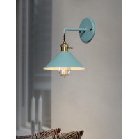 Iyoee Wall Sconce Lamps Lighting Fixture With On Off Switch,Blue Macaron Wall Lamp E26 Edison Copper Lamp Holder With Frosted Paint Body Bedside Lamp Bathroom Vanity Lights