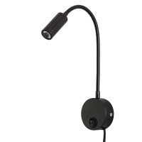 Agese Wall Mounted Reading Light Sconces Lamp Led 3W Warm White 3000K Input 110-240V Ac Plug Cord Bedside Headboard Black Finished 1 Piece