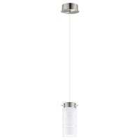 Eglo 201442A Olvero Integrated Led Satin Glass Pendant Dimmable Led Hanging Lighting Fixture For Kitchen Island, 5 Inch, Satin Nickel