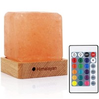 Natural Himalayan Cordless Salt Lamp Rock Crystal Rechargeable?Built-In Battery? Remote Control 15Colours Decorative Present For Friend(Multi-Colored)