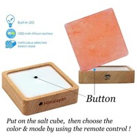 Natural Himalayan Cordless Salt Lamp Rock Crystal Rechargeable?Built-In Battery? Remote Control 15Colours Decorative Present For Friend(Multi-Colored)