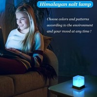 Natural Himalayan Cordless Salt Lamp Rock Crystal Rechargeable?Built-In Battery? Remote Control 15Colours Decorative Present For Friend(Multi-Colored)