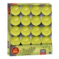 Olive Oil Tea Light Candles - 40 Pack - Clear Cup Unscented Travel, Centerpiece, Decorative Candle - 4.5 Hour Burn Time - By Ner Mitzvah