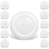 Jullison 10 Packs 4 Inch Led Low Profile Recessed & Surface Mount Disk Light, Round, 10W, 600 Lumens, 3000K Warm White, Cri80, Dob Design, Dimmable, Etl Listed, White