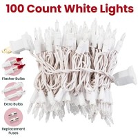 Prextex Warm White Christmas Lights (20 Feet, 100 Lights) - White Christmas Tree Lights Indoor White Wire - Clear Christmas Light - String Lights Indoor - Xmas Lights - Warm White Twinkle Lights