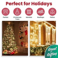 Prextex Warm White Christmas Lights (20 Feet, 100 Lights) - White Christmas Tree Lights Indoor White Wire - Clear Christmas Light - String Lights Indoor - Xmas Lights - Warm White Twinkle Lights