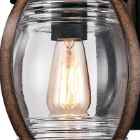 Westinghouse Lighting 6335100 Canyon One-Light Outdoor Wall Fixture, Textured Black And Barnwood Finish With Clear Glass