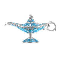 Gusnilo Vintage Aladdin Magic Lamp Genie Collector'S Edition/Wedding Table Decoration,Collectable Rare Classic Arabian Props Aladdin Pot & Delicate Gift For Party/Birthday(Silver Lake Blue)