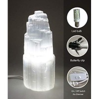 Amoystone 8 Natural Selenite Crystal Lamp White Gemstones Skyscraper Tower Healing Lights Small, Include Led Bulb Switch