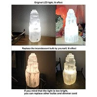 Amoystone 8 Natural Selenite Crystal Lamp White Gemstones Skyscraper Tower Healing Lights Small, Include Led Bulb Switch