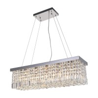 Modern Rectangular Crystal Chandelier Stainless Steel 5 E12 Bulbs With Adjustable Hanging Light Fixture For Dining Living Room F