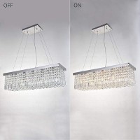 Modern Rectangular Crystal Chandelier Stainless Steel 5 E12 Bulbs With Adjustable Hanging Light Fixture For Dining Living Room F