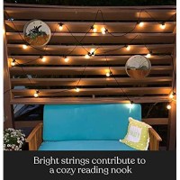 Brightech Ambience Pro - Waterproof Solar Led Outdoor String Lights - 1W Retro Edison Globe Bulbs - 27 Ft Bistro Lights Create Cafe Ambience In Your Yard, Pergola - Soft White