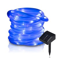 Lychee Solar Rope Lights Outdoor 16.5Ft 50Led Waterproof Solar Power String W/Light Outdoor Rope Lights Ideal For Home Garden Party Wedding Decoration (Blue)