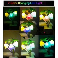 Ausaye 4Pack Sensor Led Plug In Night Light For Adults Kids , Color Changing Cute Mushroom Flower Wall Lamp For Bedroom,Bathroom,Stairs,Kitchen,Corridor