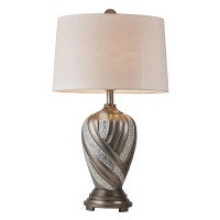 OK Lighting home decor and lighting combines elegant designs and functionality The grand table lamp makes an elegant addition to every home It features an elegant beige drum shade topped off with a matching finial and a silver finish with fine brushed eff