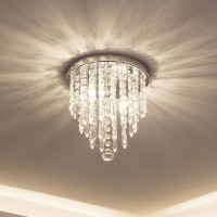 Lifeholder Mini Chandelier, Crystal Chandelier Lighting, 2 Lights, Flush Mount Ceiling Light, H10.4'' X W8.66'' Modern Chandelier Lighting Fixture For Bedroom, Hallway, Bar, Kitchen, Bathroom