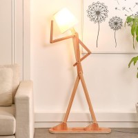 Hroome Cool Tall Floor Lamp For Living Room Bedroom Farmhouse - Corner Decorative Reading Standing Light Wood Creative Swing Arm Arc Design Gift For Kids/Boys/Girls Bedside - With Led Bulb (Ash)