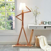 Hroome Cool Tall Floor Lamp For Living Room Bedroom Farmhouse - Corner Decorative Reading Standing Light Wood Creative Swing Arm Arc Design Gift For Kids/Boys/Girls Bedside - With Led Bulb (Ash)