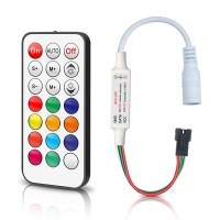 Rgbzone Dc5V/12V/24V Rf Wireless Remote Led Controller, Addressable Mini Led Controller For Ws2812B Ws2811 Dream Color Led Pixel Strip Panel Lights (21 Key)