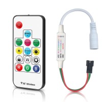 Rgbzone Ws2812B Ws2811 Led Controller, Rf Wireless Remote Mini Led Controller 5V/12V/24V Dc For Ws2812 Ws2811 Dream Color Rgb Led Strip Light (14 Key)