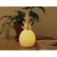 Kikkerland Portable Tropical Pineapple Porcelain Led Light, Home Decor, Night Light For Kids Nursery, Nightstand Lamp, Bedside Lamp, White