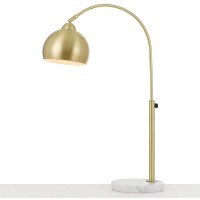 Af Lighting Orb Adjustable Plug-In Table Lamp With Online Rocker Switch, Marble Base, And Brushed Gold Metal Globe Shade For Home Or Office