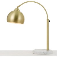 Af Lighting Orb Adjustable Plug-In Table Lamp With Online Rocker Switch, Marble Base, And Brushed Gold Metal Globe Shade For Home Or Office