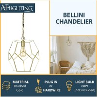 Af Lighting Bellini Polygons Pendant Light With Brushed Gold Finish And Swag Kit For Plug-In Or Hardwire Installation