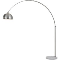 Af Lighting Orb Adjustable Plug-In Floor Lamp With Online Foot Switch, Marble Base And Brushed Nickel Metal Globe Shade For Home Or Office